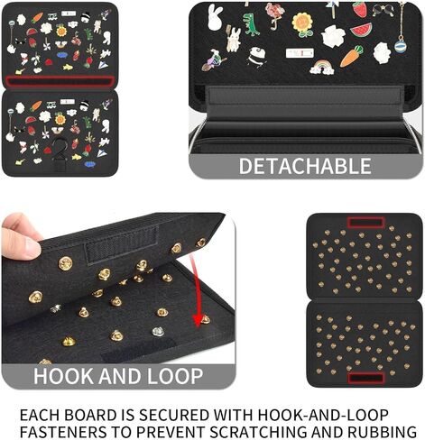 Enamel Pin Display Book with Zipper, Portable Pin Trading Bag for Collectors, 8-Page Felt Lapel Pin Holder with Anti-Scratch PVC Dividers & Clear Display Window, Great for Theme Park Travel in Kuwait