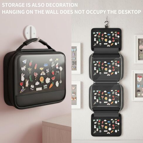 Enamel Pin Display Book with Zipper, Portable Pin Trading Bag for Collectors, 8-Page Felt Lapel Pin Holder with Anti-Scratch PVC Dividers & Clear Display Window, Great for Theme Park Travel in Kuwait