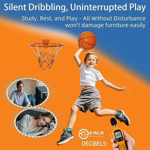 كرة السلة الصامتة (الحجم 7) + طوق كرة السلة الداخلي، رغوة ممتصة للضوضاء لممارسة المراوغة والرماية في الأماكن المغلقة (بدون ملصقات زخرفية) in Kuwait