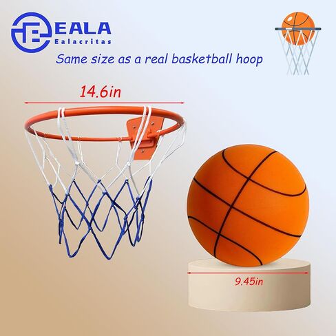 كرة السلة الصامتة (الحجم 7) + طوق كرة السلة الداخلي، رغوة ممتصة للضوضاء لممارسة المراوغة والرماية في الأماكن المغلقة (بدون ملصقات زخرفية) in Kuwait