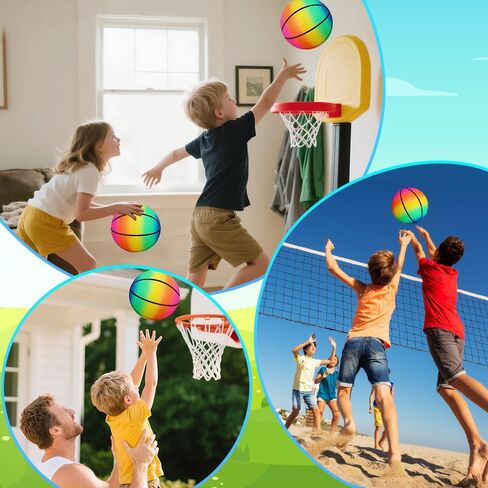 Mini Rainbow Sports Balls, 5PCS 6'' Inflatable Vinyl Playground Balls for Kids Toddlers, Colorful Rubber Bouncy Balls, Multi Colors Kick Balls Handball for Pool, Lawn, Indoor, Outdoor Play Toys in Saudi Arabia