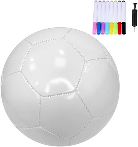 كرة قدم مقاس 5 لون نقي يمكنك صنعها بنفسك كهدية للأطفال مع 8 أقلام رسم ومضخة هواء in Kuwait