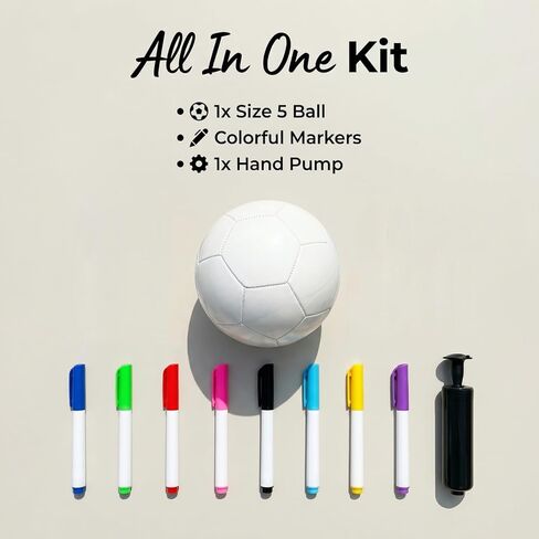 كرة قدم مقاس 5 لون نقي يمكنك صنعها بنفسك كهدية للأطفال مع 8 أقلام رسم ومضخة هواء in Kuwait
