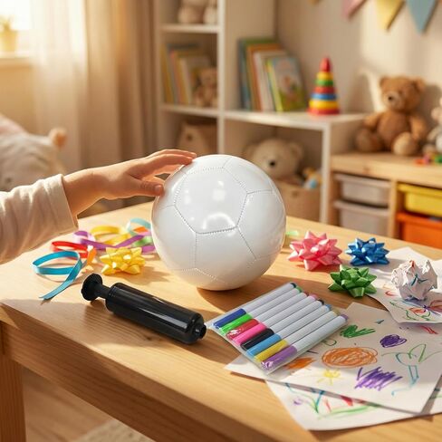 كرة قدم مقاس 5 لون نقي يمكنك صنعها بنفسك كهدية للأطفال مع 8 أقلام رسم ومضخة هواء in Kuwait