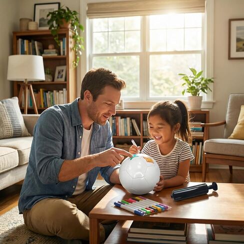 كرة قدم مقاس 5 لون نقي يمكنك صنعها بنفسك كهدية للأطفال مع 8 أقلام رسم ومضخة هواء in Kuwait