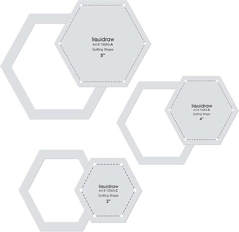 قوالب خياطة اللحف والحكام لترقيع الإستنسل الأكريليك المرقعة من 3 مسدس ، قلوب ، مربع ونجوم (مجموعة القلب من 3) in Kuwait