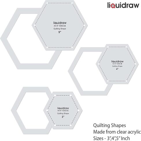 قوالب خياطة اللحف والحكام لترقيع الإستنسل الأكريليك المرقعة من 3 مسدس ، قلوب ، مربع ونجوم (مجموعة القلب من 3) in Kuwait