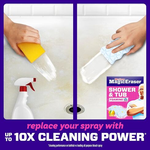 Mr. Clean Magic Eraser Sponge, Bathroom, Shower, Tub Cleaner, Soap Scum Remover, Bathroom Cleaning Supplies, Dawn Cleaning Power with Lemon Scent, Shower & Tub, 6ct in Kuwait
