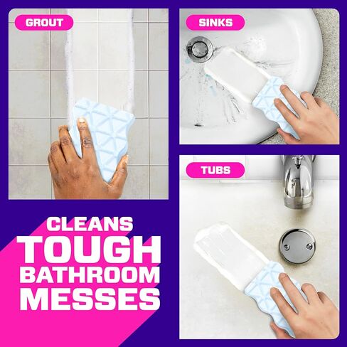 Mr. Clean Magic Eraser Sponge, Bathroom, Shower, Tub Cleaner, Soap Scum Remover, Bathroom Cleaning Supplies, Dawn Cleaning Power with Lemon Scent, Shower & Tub, 6ct in Kuwait