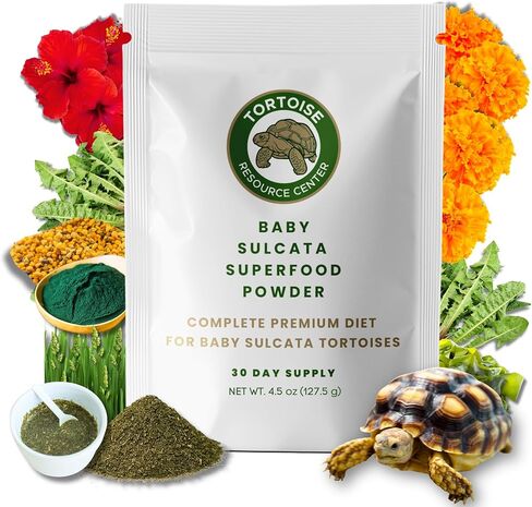 Premium Baby Sulcata Tortoise Food Powder with Calcium | Complete Diet for Baby Sulcata Tortoises | High Fiber, Low Protein with Probiotics for Growth & Shell Health | 4.5 oz Bag | 30-Day Supply in Saudi Arabia