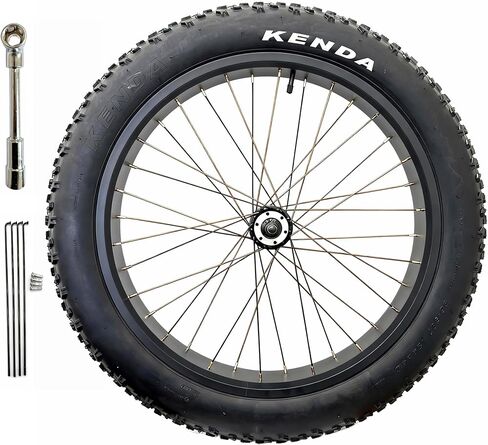 Electric Fat Bike Front Wheel 24''x4.0 with Tire Bearing Hub 12GA Spokes Tyre Black Alloy Aluminum Snow Bicycle Snow Bike Rim Wheel 24 Bolt On in Kuwait