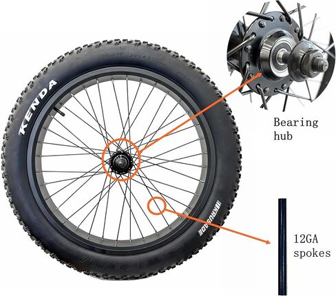 Electric Fat Bike Front Wheel 24''x4.0 with Tire Bearing Hub 12GA Spokes Tyre Black Alloy Aluminum Snow Bicycle Snow Bike Rim Wheel 24 Bolt On in Kuwait