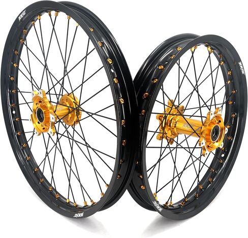 KKE 1.6 * 21/2.15 * 18 Enduro E-moto Spoked Wheels Rim Fit Surron Ultra Bee 2023-2025 Gold Hub/Nipple Black in Saudi Arabia