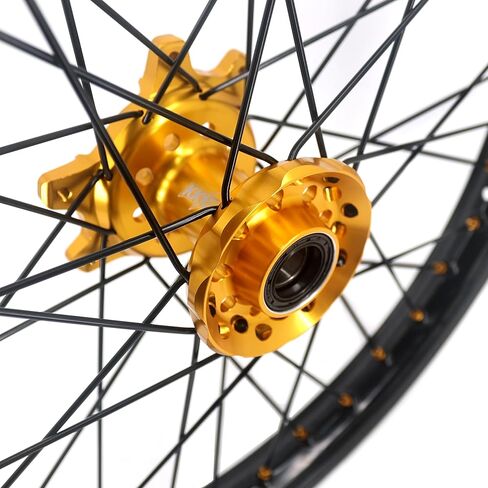 KKE 1.6 * 21/2.15 * 18 Enduro E-moto Spoked Wheels Rim Fit Surron Ultra Bee 2023-2025 Gold Hub/Nipple Black in Saudi Arabia