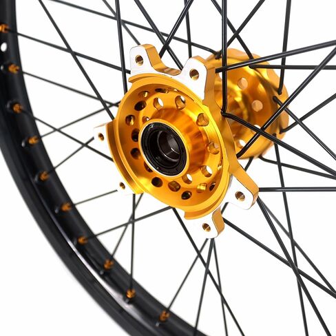 KKE 1.6 * 21/2.15 * 18 Enduro E-moto Spoked Wheels Rim Fit Surron Ultra Bee 2023-2025 Gold Hub/Nipple Black in Saudi Arabia