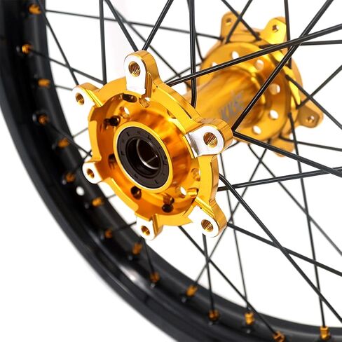KKE 1.6 * 21/2.15 * 18 Enduro E-moto Spoked Wheels Rim Fit Surron Ultra Bee 2023-2025 Gold Hub/Nipple Black in Saudi Arabia