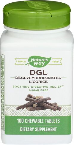 العلاج الأنزيمي، خلاصة العرقسوس (DGL) (بدون فركتوز)، 100 قرص قابل للمضغ. عبوة من 1 in Kuwait