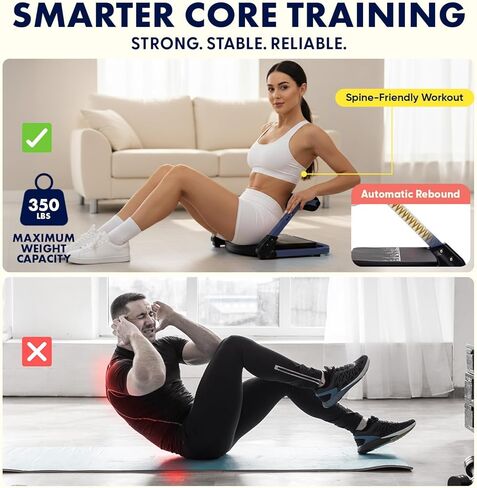 Squatz Ab Machine for Stomach Workout – Core & Sit-Up Exercise Equipment with 3 Resistance Levels for Home Gym, Adjustable Ab Trainer for Full-Body Workout with Automatic Rebound, 350 lbs Capacity in Saudi Arabia