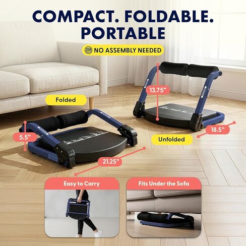 Squatz Ab Machine for Stomach Workout – Core & Sit-Up Exercise Equipment with 3 Resistance Levels for Home Gym, Adjustable Ab Trainer for Full-Body Workout with Automatic Rebound, 350 lbs Capacity in Saudi Arabia