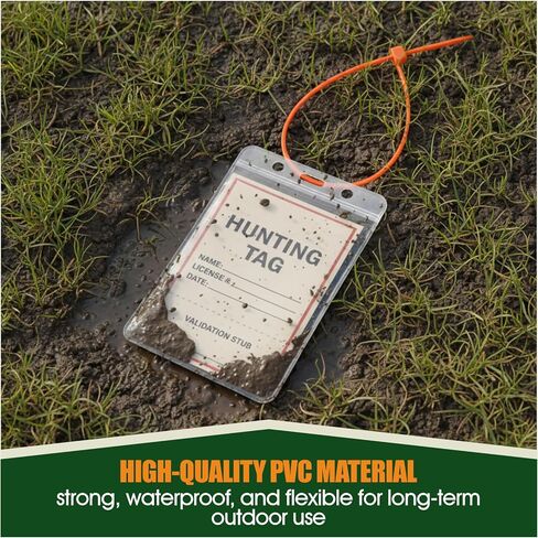 10 عبوات من حامل رخصة الصيد والصيد - حامل بطاقات شفاف مقاوم للماء مع أربطة بسحاب لتصاريح الصيد، وعلامات إلك تركيا الغزلان وتراخيص الرماية in Kuwait