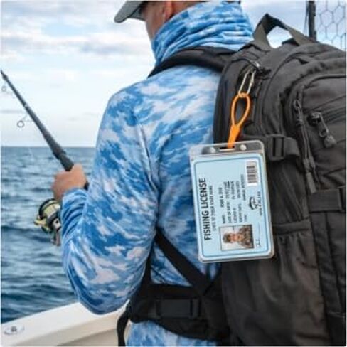 10 عبوات من حامل رخصة الصيد والصيد - حامل بطاقات شفاف مقاوم للماء مع أربطة بسحاب لتصاريح الصيد، وعلامات إلك تركيا الغزلان وتراخيص الرماية in Kuwait