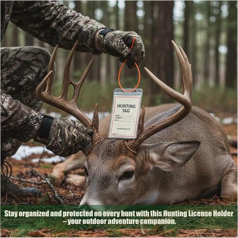 10 عبوات من حامل رخصة الصيد والصيد - حامل بطاقات شفاف مقاوم للماء مع أربطة بسحاب لتصاريح الصيد، وعلامات إلك تركيا الغزلان وتراخيص الرماية in Kuwait