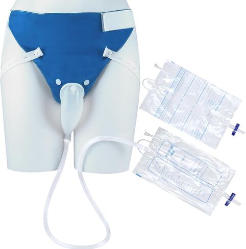 Wearable Leak-Proof Male Urinal Includes 1000 ml/2000 ml Urine Bag, 1.2M Tube and Breathable Support Pants, Male External Catheter for the Elderly and paralyzed Patients (Elderly Male) in Saudi Arabia