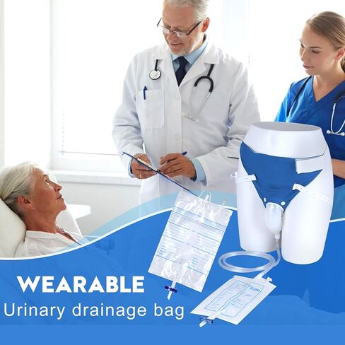Wearable Leak-Proof Male Urinal Includes 1000 ml/2000 ml Urine Bag, 1.2M Tube and Breathable Support Pants, Male External Catheter for the Elderly and paralyzed Patients (Elderly Male) in Saudi Arabia