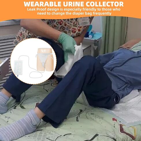 جهاز تجميع البول يمكن ارتداؤه مع 5 أكياس بول من السيليكون قابلة لإعادة الاستخدام (1000 مل)، وقسطرة خارجية محمولة، وسراويل ثابتة من القطن تسمح بمرور الهواء ومضادة للتسرب ومضادة للارتجاع للرجال والمسنين والمرضى طريحي الفراش in Kuwait