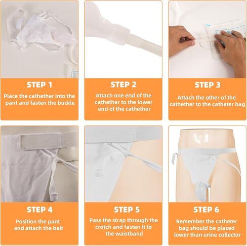 جهاز تجميع البول يمكن ارتداؤه مع 5 أكياس بول من السيليكون قابلة لإعادة الاستخدام (1000 مل)، وقسطرة خارجية محمولة، وسراويل ثابتة من القطن تسمح بمرور الهواء ومضادة للتسرب ومضادة للارتجاع للرجال والمسنين والمرضى طريحي الفراش in Kuwait