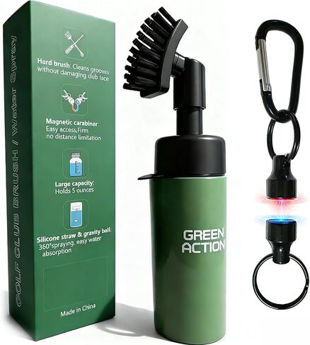 Golf Club Brush with Magnetic Clip & Water Sprayer - 5oz Capacity, Stiff Bristles for Deep Cleaning, Silicone Hose & Gravity Ball for Easy Use on Course in Saudi Arabia