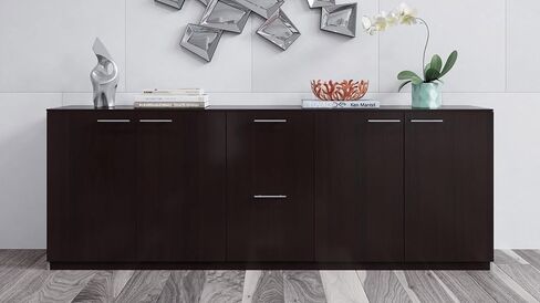 Zuri Furniture Regan Modern مصقول المكاتب المصقولة وتخزين مجلس الوزراء Credenza - أبيض in Saudi Arabia