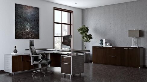 Zuri Furniture Regan Modern مصقول المكاتب المصقولة وتخزين مجلس الوزراء Credenza - أبيض in Saudi Arabia