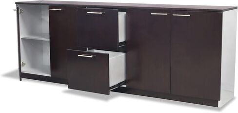 Zuri Furniture Regan Modern مصقول المكاتب المصقولة وتخزين مجلس الوزراء Credenza - أبيض in Saudi Arabia