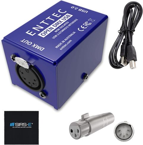 Enttec Open DMX USB 70303 Lighting Interface Controller Widget (Open Source/Hardware) Bundle SIRS-E 5 Pin to 3 Pin XLR Adapter w/SIRS-E Polishing Cloth in Saudi Arabia