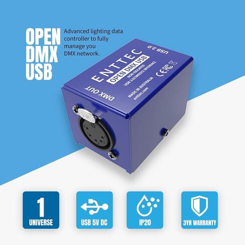 Enttec Open DMX USB 70303 Lighting Interface Controller Widget (Open Source/Hardware) Bundle SIRS-E 5 Pin to 3 Pin XLR Adapter w/SIRS-E Polishing Cloth in Saudi Arabia