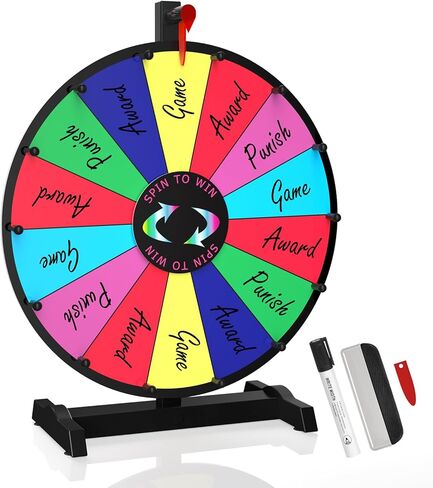 عجلة دوارة للجوائز مقاس 18 بوصة من Facilife مع حامل، عجلة دوارة ملونة 14 فتحة للجوائز، عجلة دوارة فورتشن للعروض التجارية، الكرنفالات، الألعاب المنزلية in Kuwait