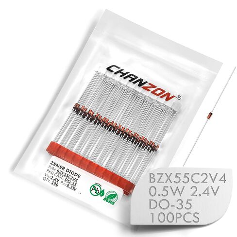 (عبوة من 100 قطعة) Chanzon BZX55C2V4 (1N5221B) زينر ديود 0.5 وات 2.4 فولت DO-35 (DO-204AH) صمامات ثنائية محورية 0.5 وات 2.4 فولت in Saudi Arabia