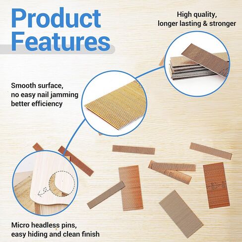 meite 23 Gauge Pin Nails, 1-1/2-Inch Micro Headless Pins for Pin Nailer - Copper Plated Pins Nails for Nail Gun, Ideal for Fine Woodworking and Trim Work (10,000 PCS) in Saudi Arabia