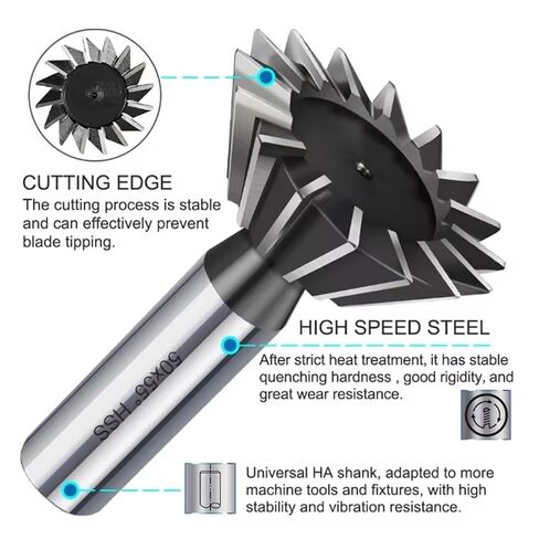 5pcs/Set Dovetail Milling Cutter 45°/55°/60° HSS High-Speed Steel CNC Tool Slotting Tool(25mm*60° 10T) in Saudi Arabia