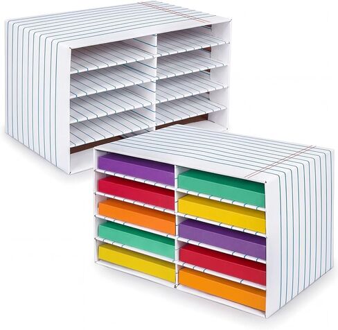 2 PCS Conditi Classroom Paper Storage Organizer Paper Storage Storage Desktop Bailbox File Sarter Sturdy Cardboard Literature Organizer for Home Office School ، 19.7 × 12.4 × 11.8 بوصة in Kuwait