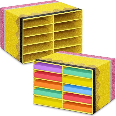 2 PCS Conditi Classroom Paper Storage Organizer Paper Storage Storage Desktop Bailbox File Sarter Sturdy Cardboard Literature Organizer for Home Office School ، 19.7 × 12.4 × 11.8 بوصة in Kuwait