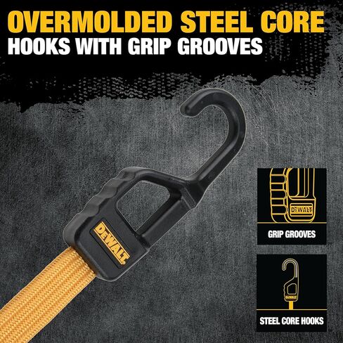 DEWALT DXBC301448 أشرطة بنجي مسطحة فاخرة مقاس 48 بوصة أسود/أصفر، 4 عبوات in Kuwait