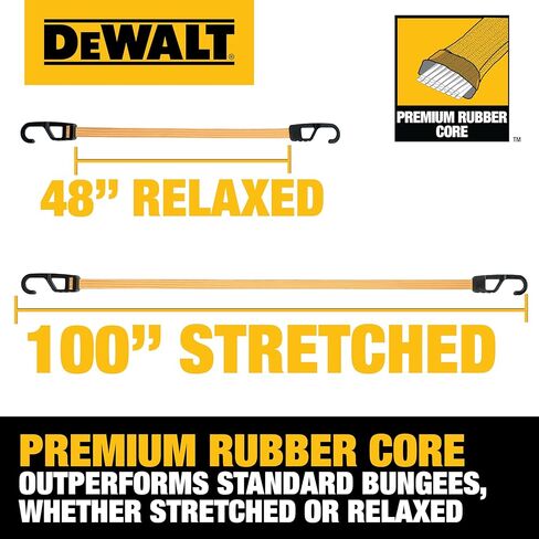 DEWALT DXBC301448 أشرطة بنجي مسطحة فاخرة مقاس 48 بوصة أسود/أصفر، 4 عبوات in Kuwait