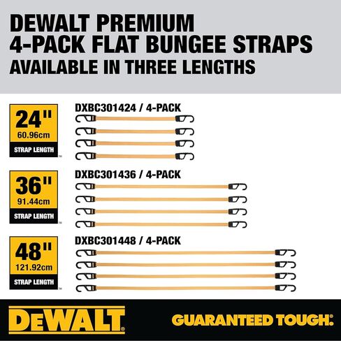 DEWALT DXBC301448 أشرطة بنجي مسطحة فاخرة مقاس 48 بوصة أسود/أصفر، 4 عبوات in Kuwait
