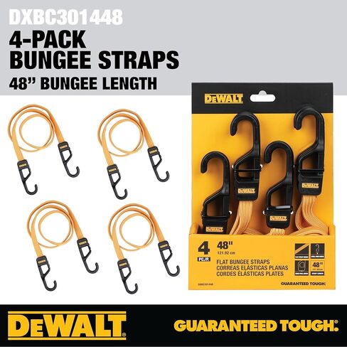 DEWALT DXBC301448 أشرطة بنجي مسطحة فاخرة مقاس 48 بوصة أسود/أصفر، 4 عبوات in Kuwait