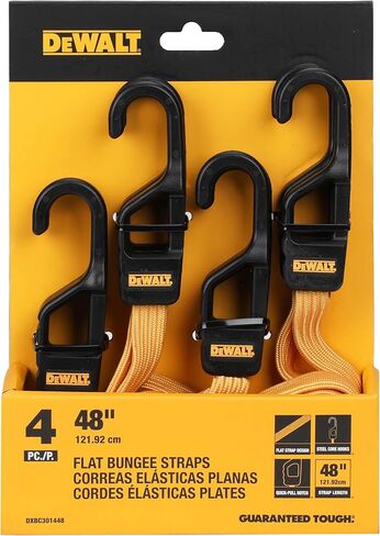 DEWALT DXBC301448 أشرطة بنجي مسطحة فاخرة مقاس 48 بوصة أسود/أصفر، 4 عبوات in Kuwait