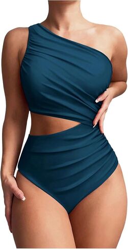 SHENHE Women's Cut Out One Piece Swimsuit One Shoulder Ruched Sexy Bathing Suit Swimwear in Saudi Arabia