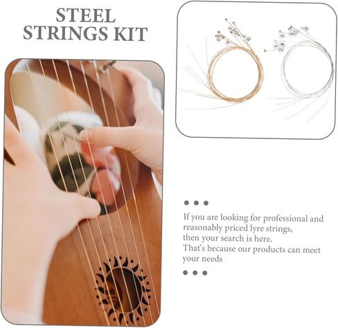 ERINGOGO 16Pcs Strings Durable Lyre Strings Replacement Accessories for Musical Instruments Steel Parts with Excellent Resonance Easy to Install for Lyre Harp Players in Saudi Arabia