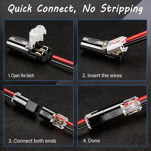 50Pcs Quick Connect Wire Connectors – Double Wire Plug in with Locking Buckle, Flame Retardant Wire Connectors for Strip Lights DIY Crafting, Low-Voltage Decor, Model Kits, 9A 300V, 18-22 AWG in Saudi Arabia